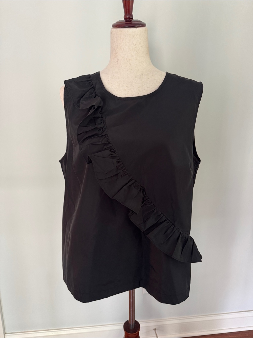 J. Crew Black Ruffle-Detail Sleeveless Top - NWT